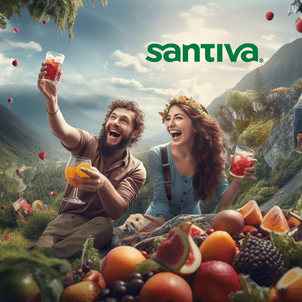 happy people drinking juices - about Santiva